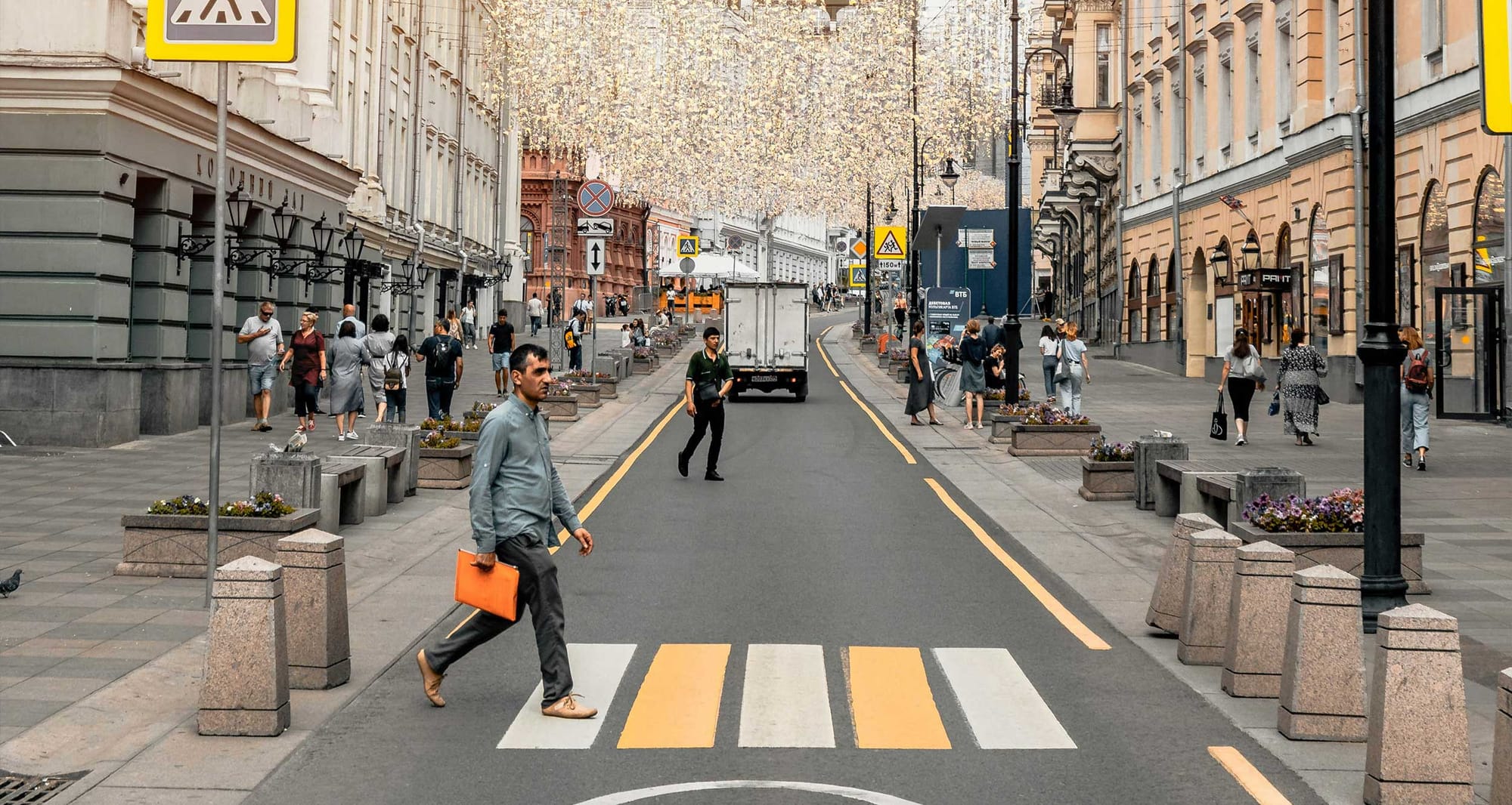 Pedestrian crosswalk in Moscow, Russia.