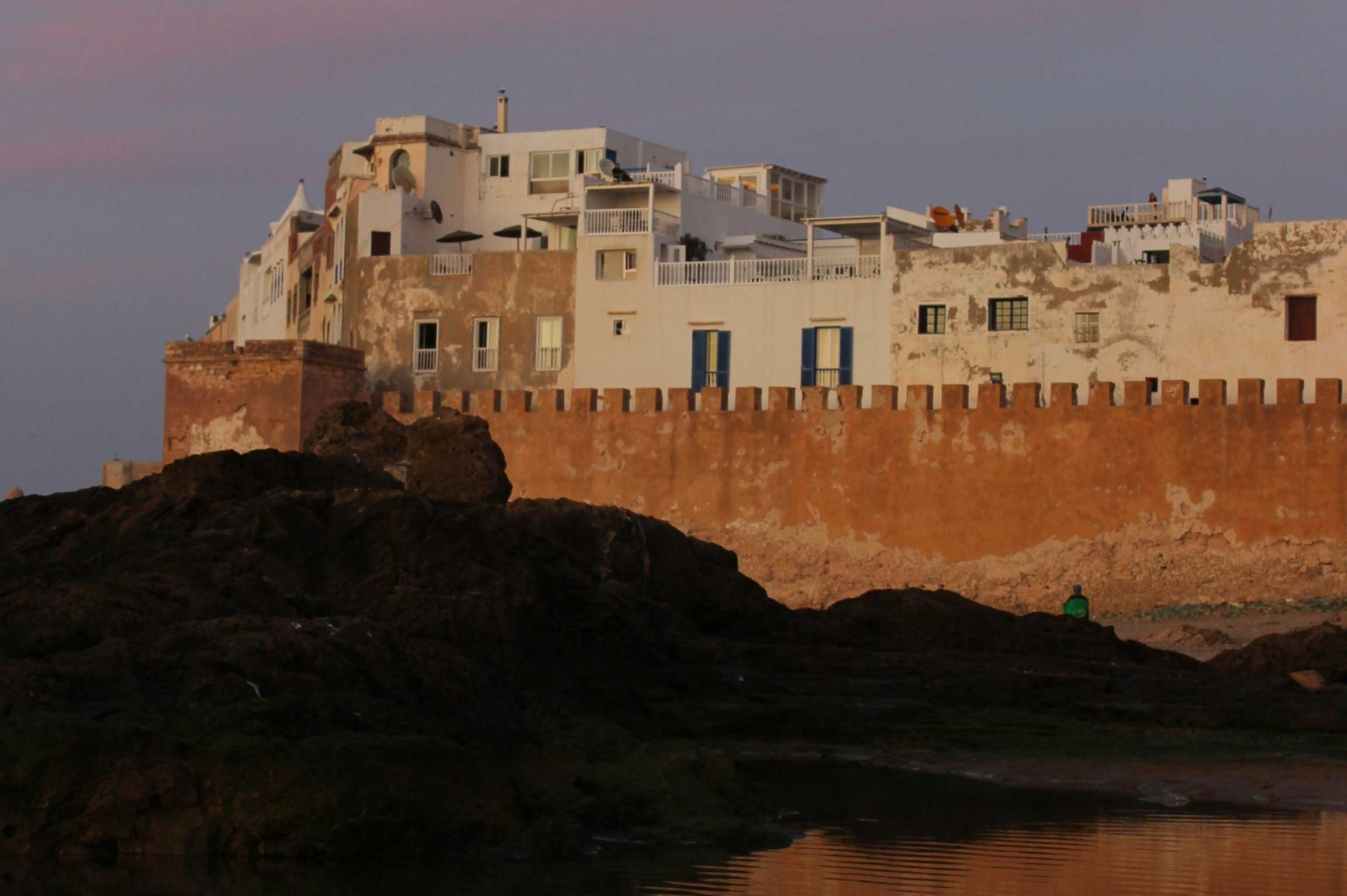 Buildings in city surrounded by a fortified wall.