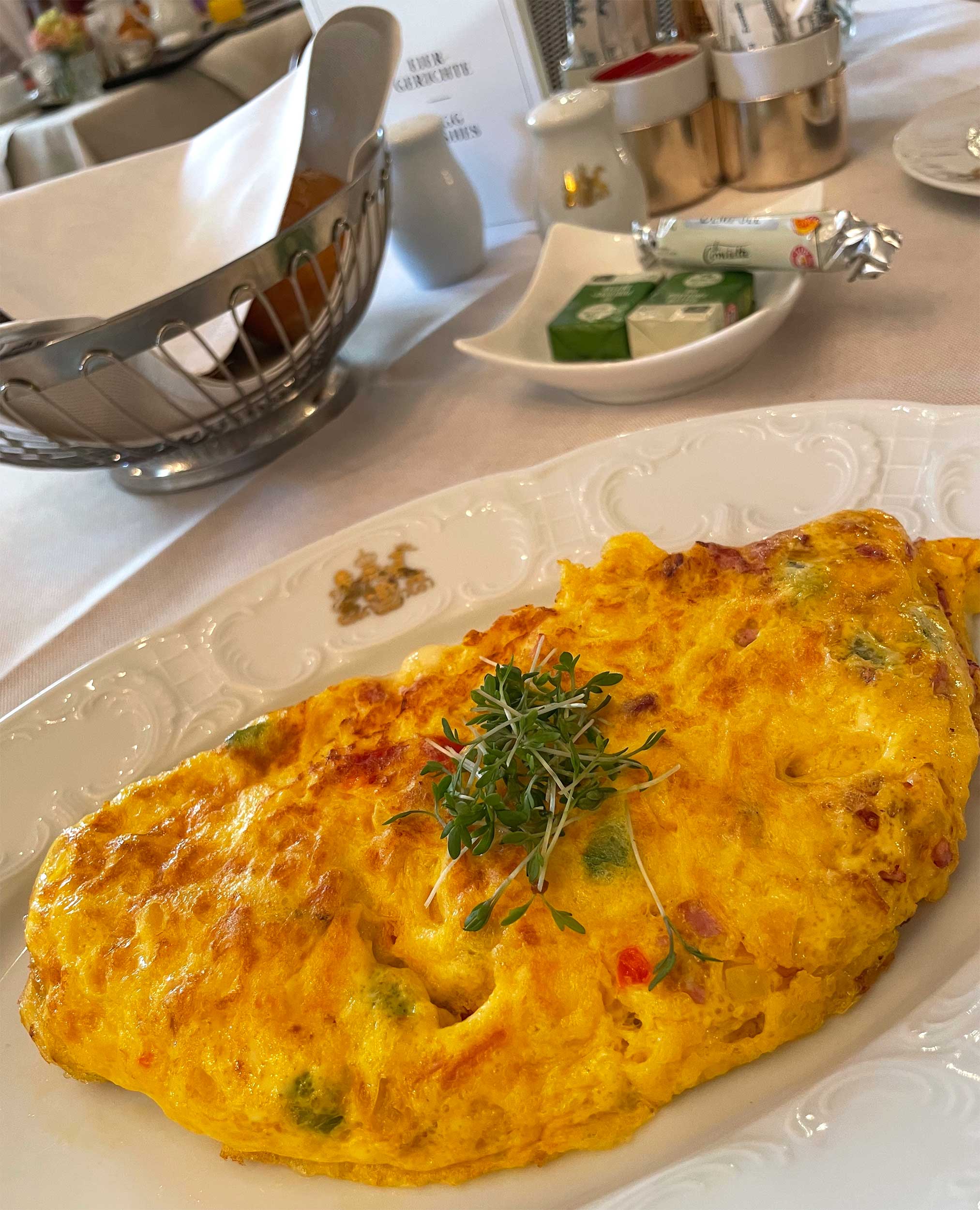 Omelette on plate.