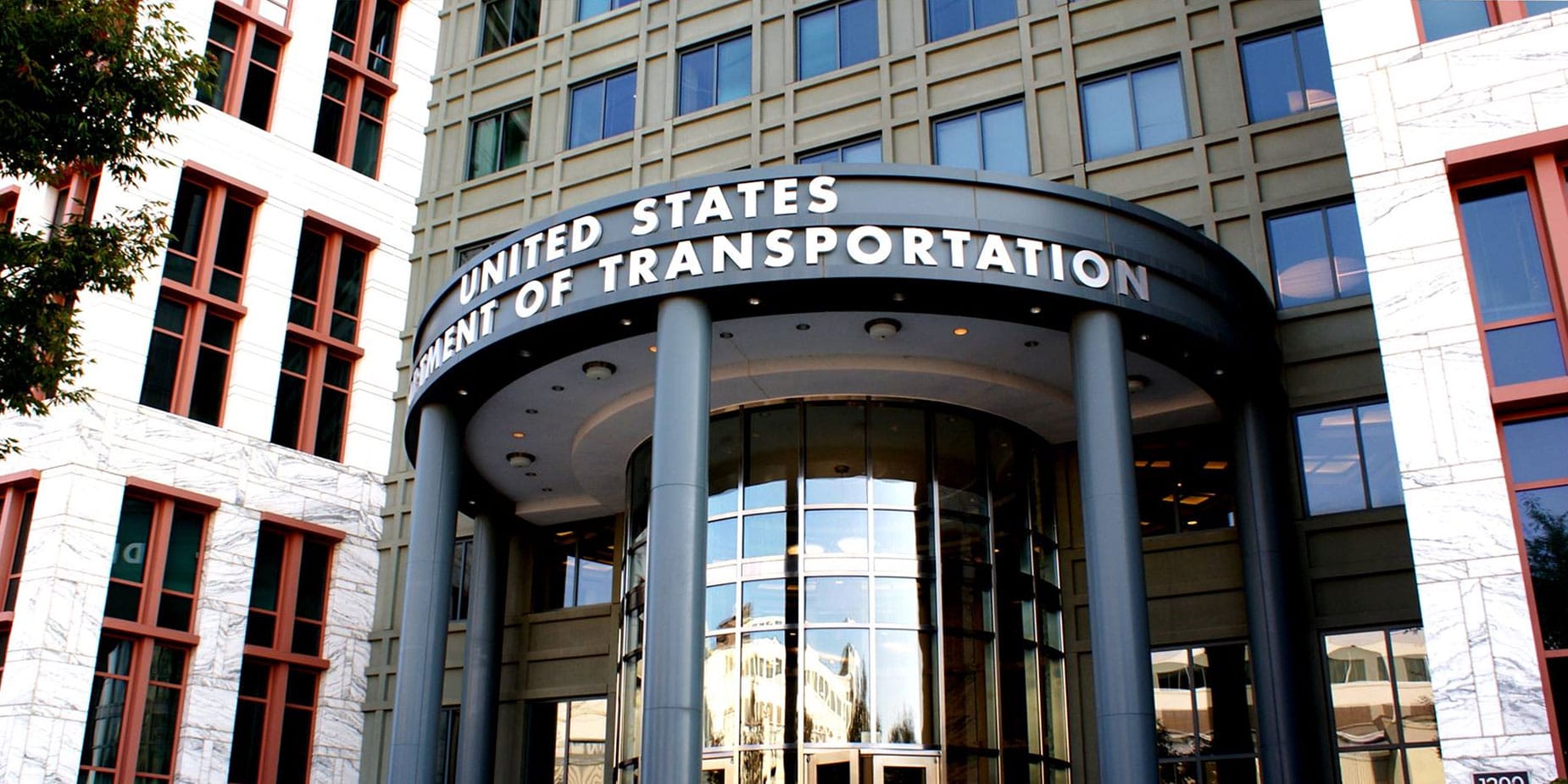 Exterior of United States Department of Transportation headquarters building.