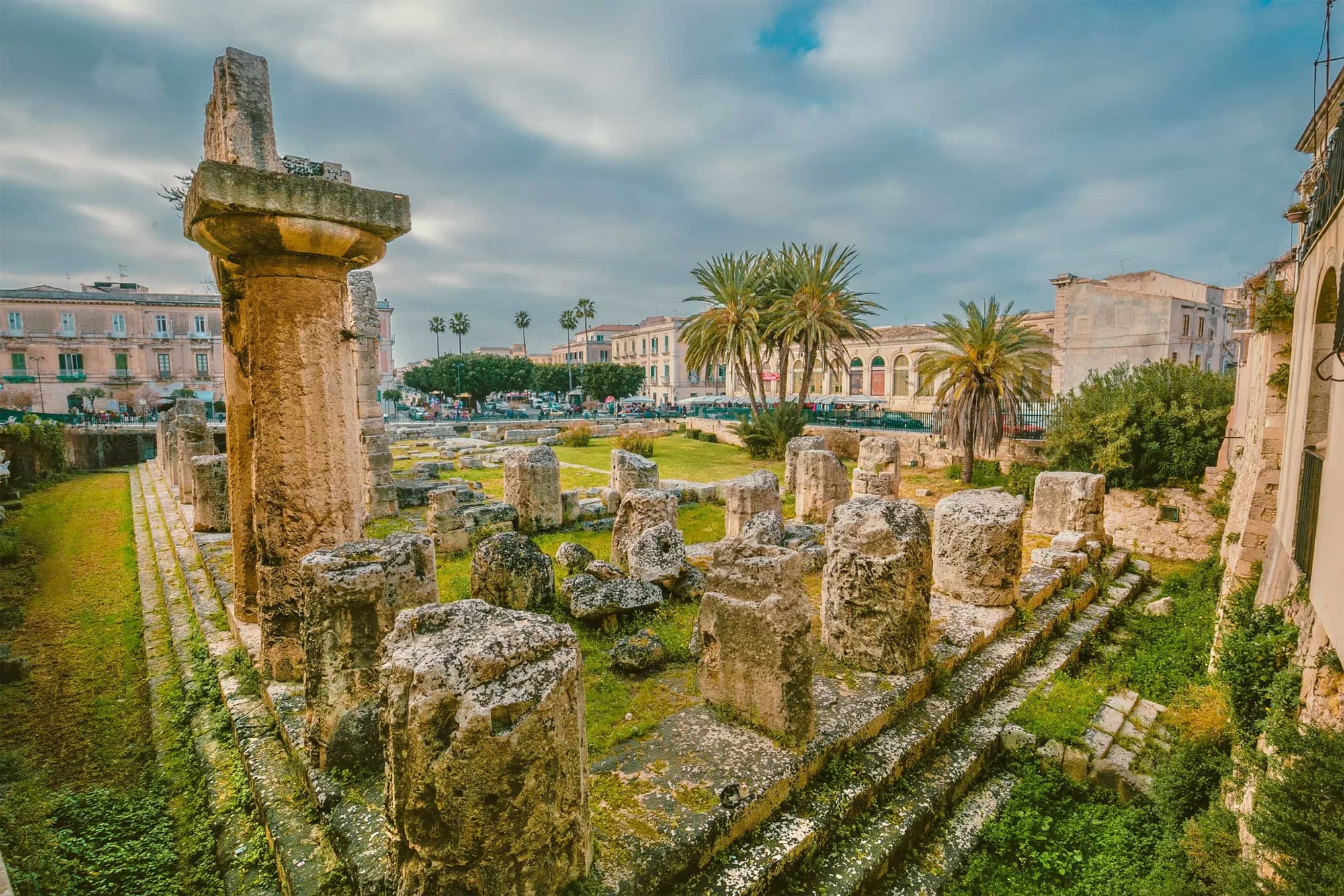 Ancient Greek temple ruins.