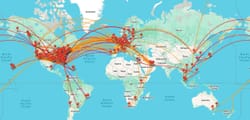 Map of flight routes.