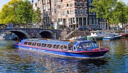 Wheelchair accessible Blue Boat Canal Cruise in Amsterdam, Netherlands.