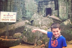 Cooper at the Angkor Wat Temple in Cambodia