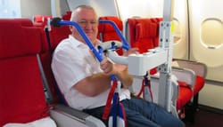 The Eagle Lift assists passengers with disabilities to safely transfer from their personal wheelchair to the airplane seat,