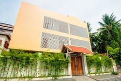 PHOTO DESCRIPTION: Front Facade of the House Boutique Hotel in Phnom Penh, Cambodia.