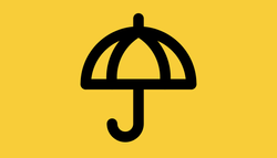 PHOTO DESCRIPTION: Umbrella Movement icon, black umbrella outline on yellow background.