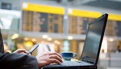 Laptop in an airport