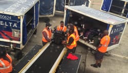 Wheelchair on airplane belt loader