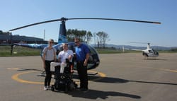 Preparing to enjoy a wheelchair accessible Helicopter ride in Quebec City, Canada.