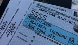 Boarding pass with SSSS designation.