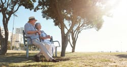 Retired couple relaxing in the park.