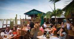 Outdoor dining at Doc Ford's in Fort Myers Beach, Florida.