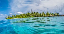 Fijian island seen from the water.