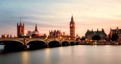 London skyline with River Thames and Parliament in the background.