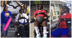 Collage of photos of NJ Foster seated in his wheelchair before the incident on United Airlines.