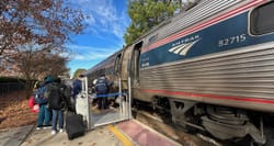 Amtrak train at North Carolina station.