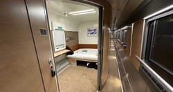 Wheelchair accessible cabin on Caledonian Sleeper train.