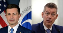 Side by side images of Secretary Pete and Transportation Secretary nominee Sean Duffy.