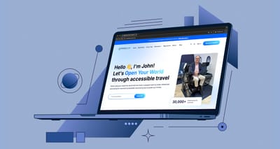 Mockup of new Wheelchair Travel website displayed on laptop screen.