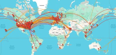 Map of flight routes.