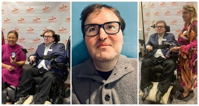 Collage of photos of Alan at All Wheels Up event.