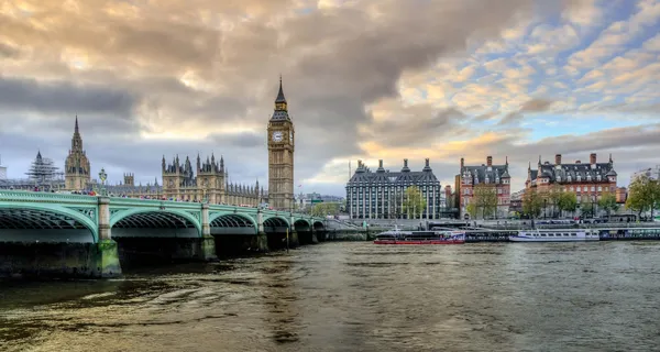 London skyline from the River Thames.