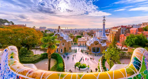 Overlook from public park in Barcelona, Spain.