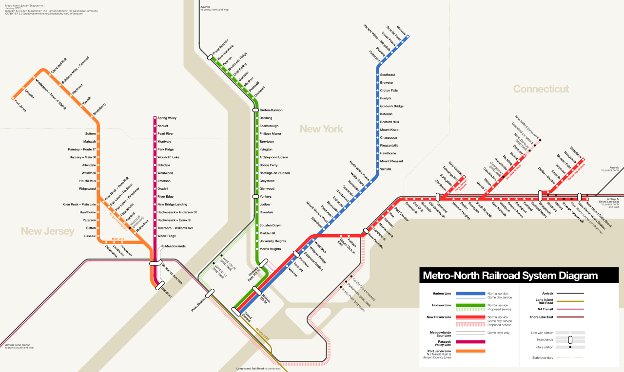 Metro-North Rail Road Service Map