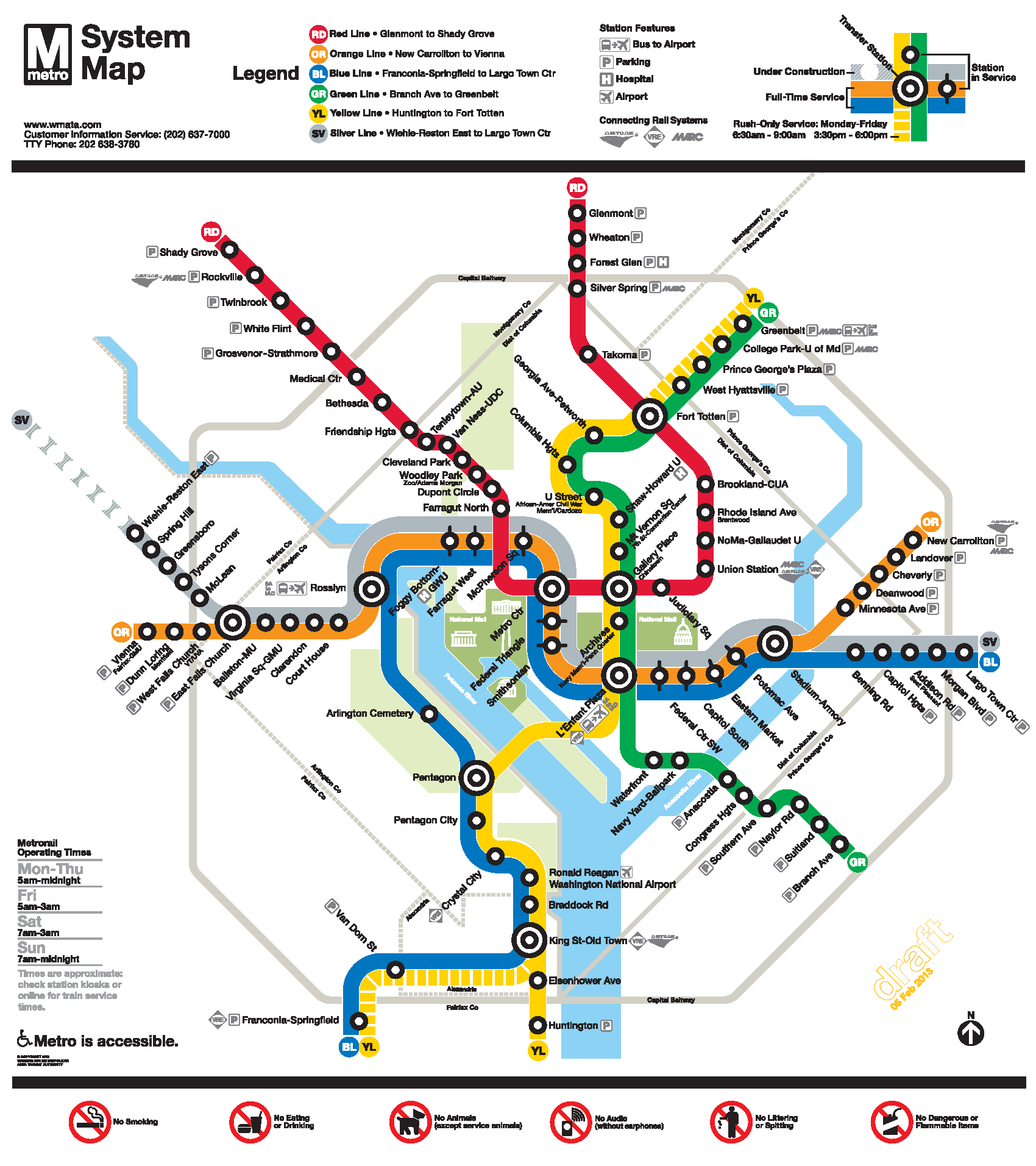 DC Metro route map