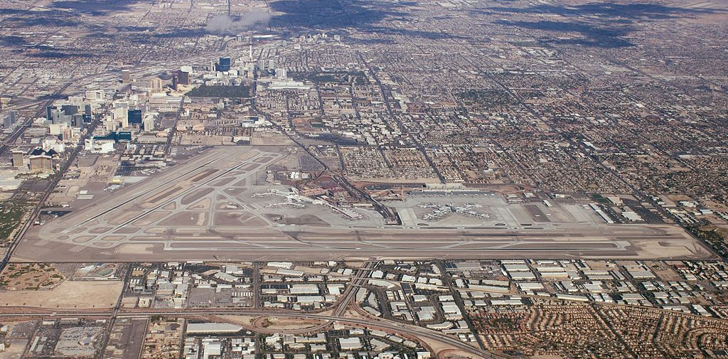 Aerial photo of McCarran International Airport in Las Vegas