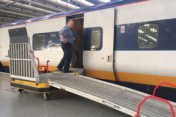 Eurostar Wheelchair Boarding Ramp - Photo by John Morris WheelchairTravel.org