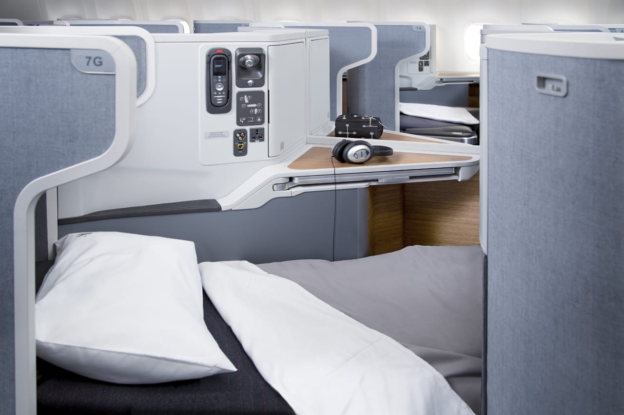 Business class seat on American Airlines Boeing 777.