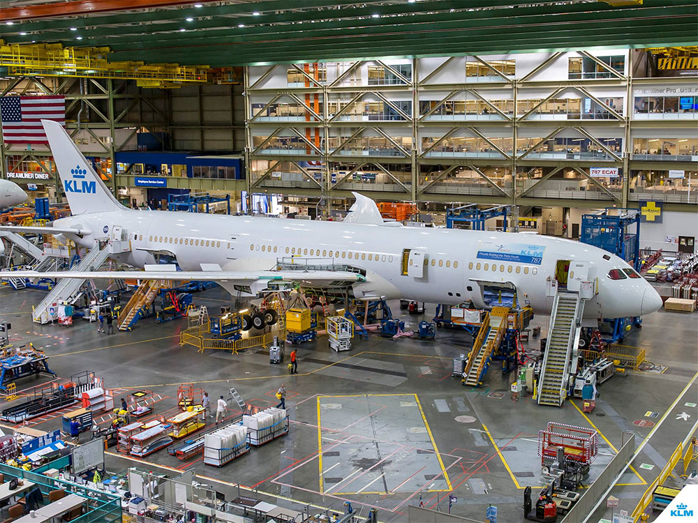 KLM 787, PH-BHA, on the assembly line