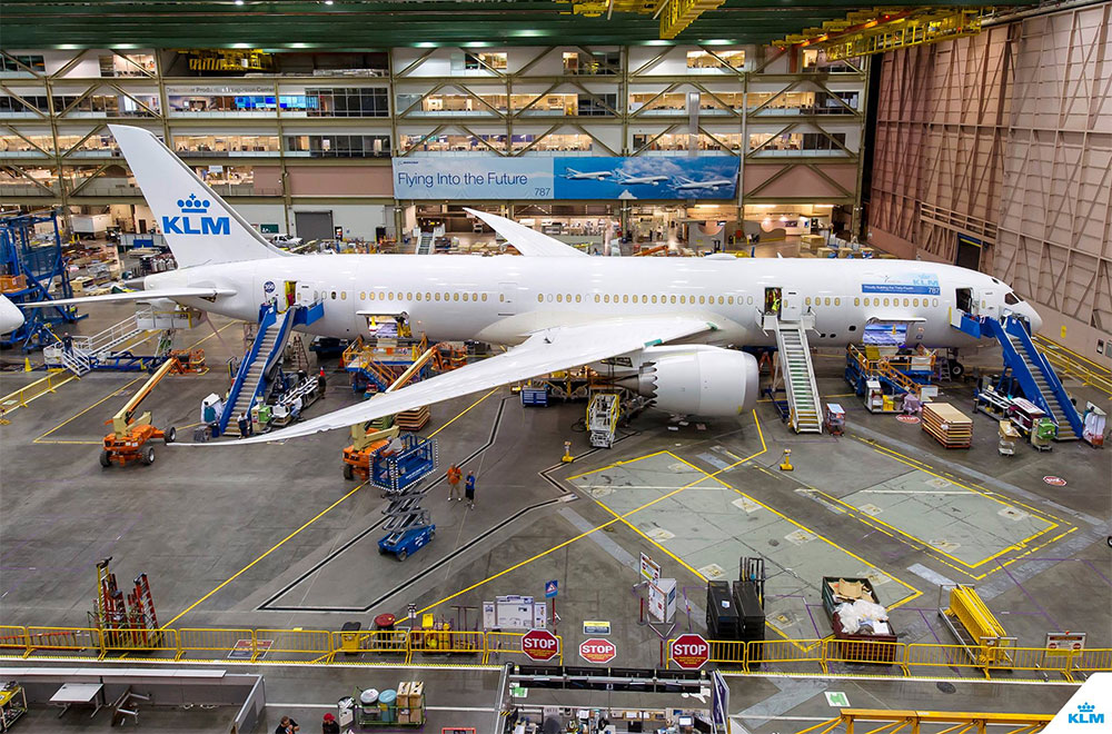 KLM 787 Engines mounted on the assembly line