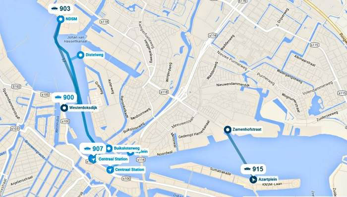 Amsterdam Ferries Route Map