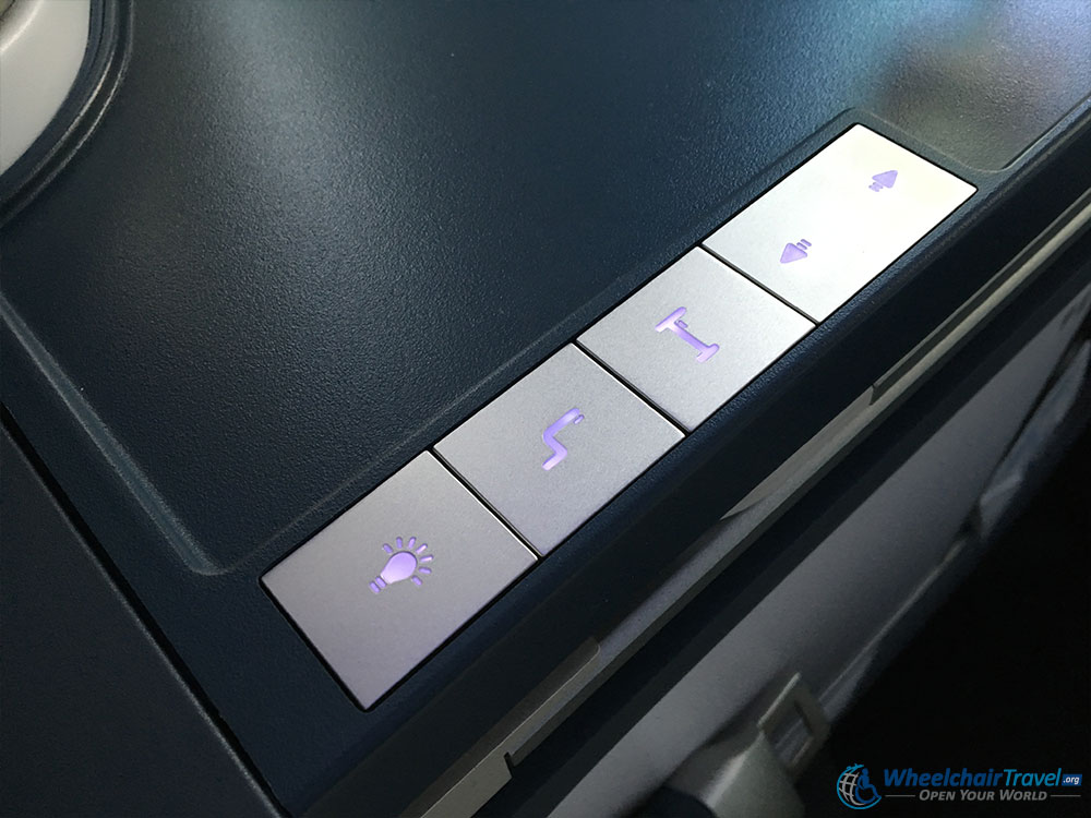 KLM 787 Inaugural Flight Business Class Seat Controls