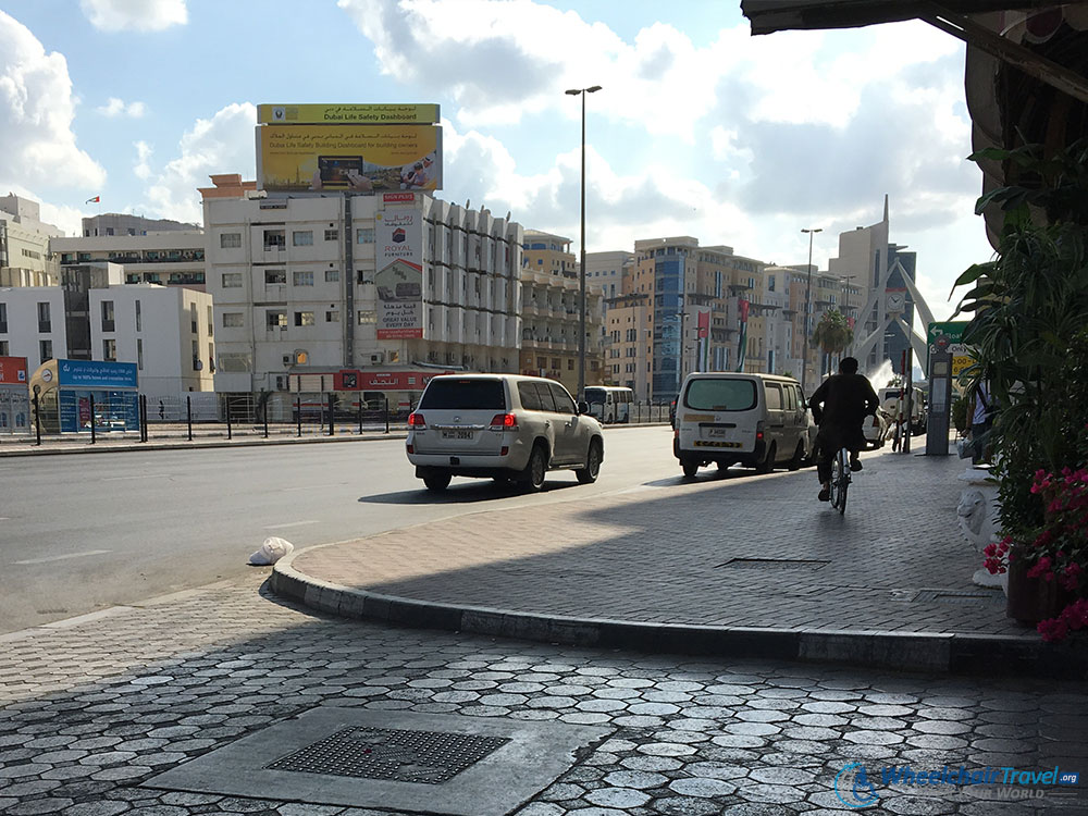 Dubai Sidewalk Without Wheelchair Curb Cut