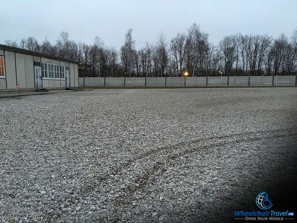 Wheelchair Tracks in a Stone Path at Dachau Concentration Camp