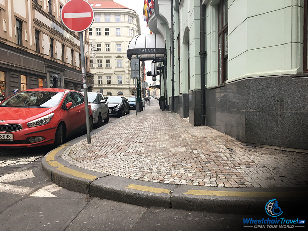 Prague Sidewalk without Curb Cut