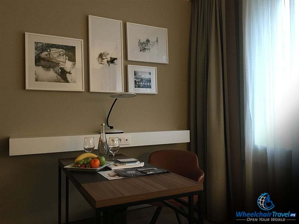 Prague Marriott Hotel Wheelchair Accessible Room 249, Desk and Welcome Amenity