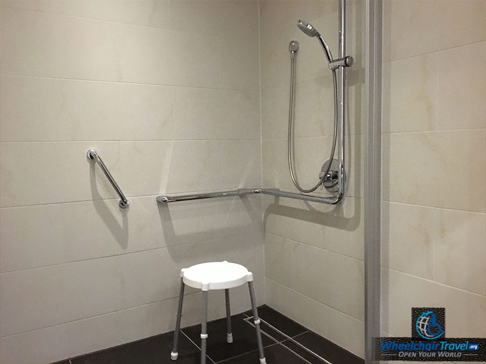 Munich Marriott Hotel Wheelchair Accessible Room Bathroom Roll-in Shower