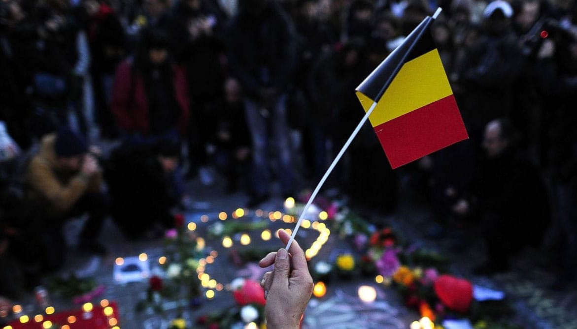 Photo Description: People gathered for a vigil in Brussels, Belgium.