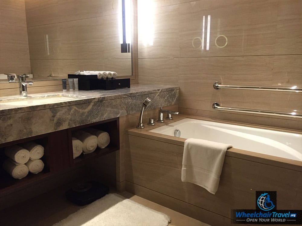 JW Marriott Beijing Hotel Room Wheelchair Accessible Bathroom Tub