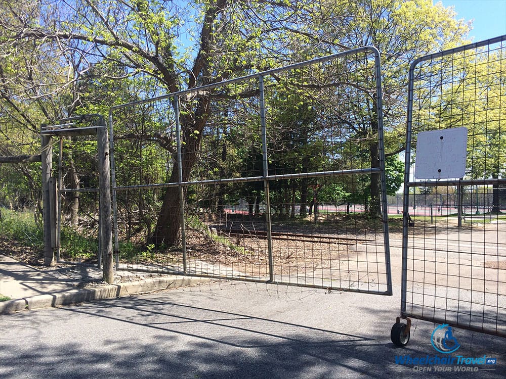 PHOTO DESCRIPTION: A chained park gate at Edison Park in Edison, New Jersey.