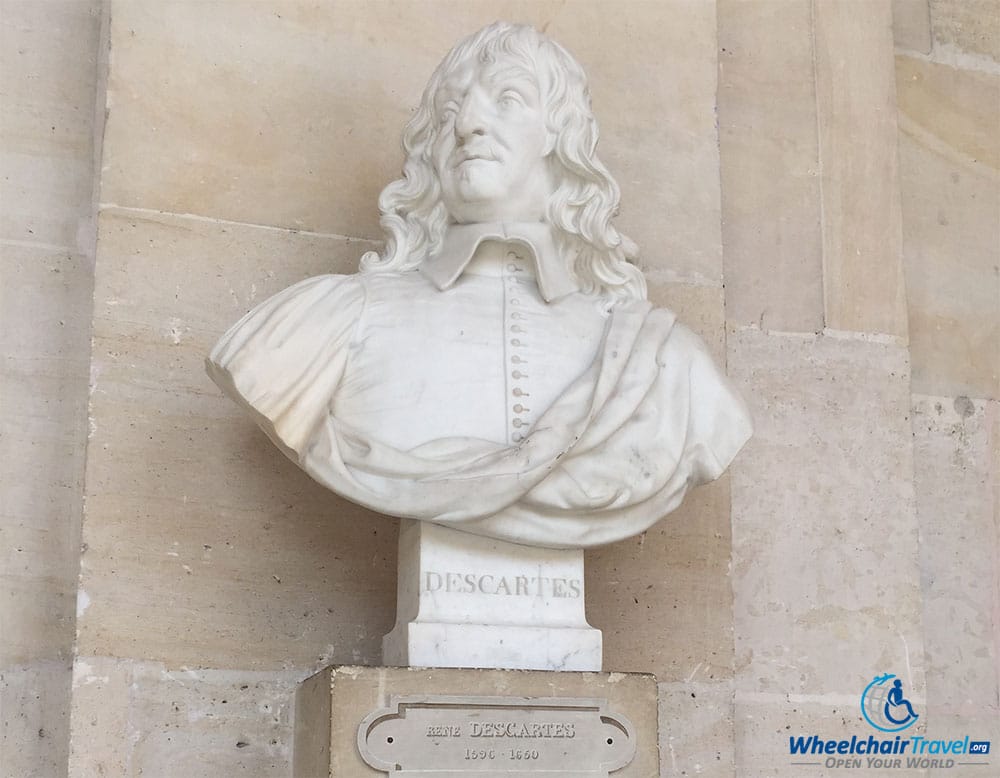 PHOTO DESCRIPTION: Sculpted bust of Rene Descartes.