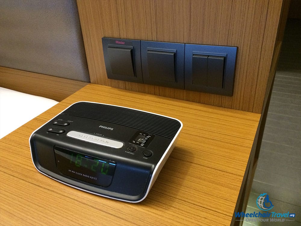 PHOTO DESCRIPTION: Close up of bedside table or nightstand at Aloft Kuala Lumpur.