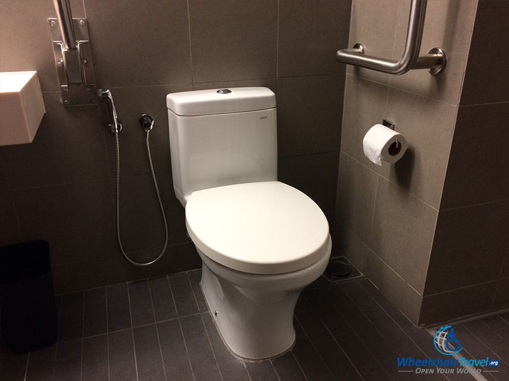 PHOTO DESCRIPTION: Toilet with grab bars.