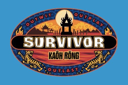 PHOTO DESCRIPTION: Survivor Kaoh Rong Logo on bright blue background.