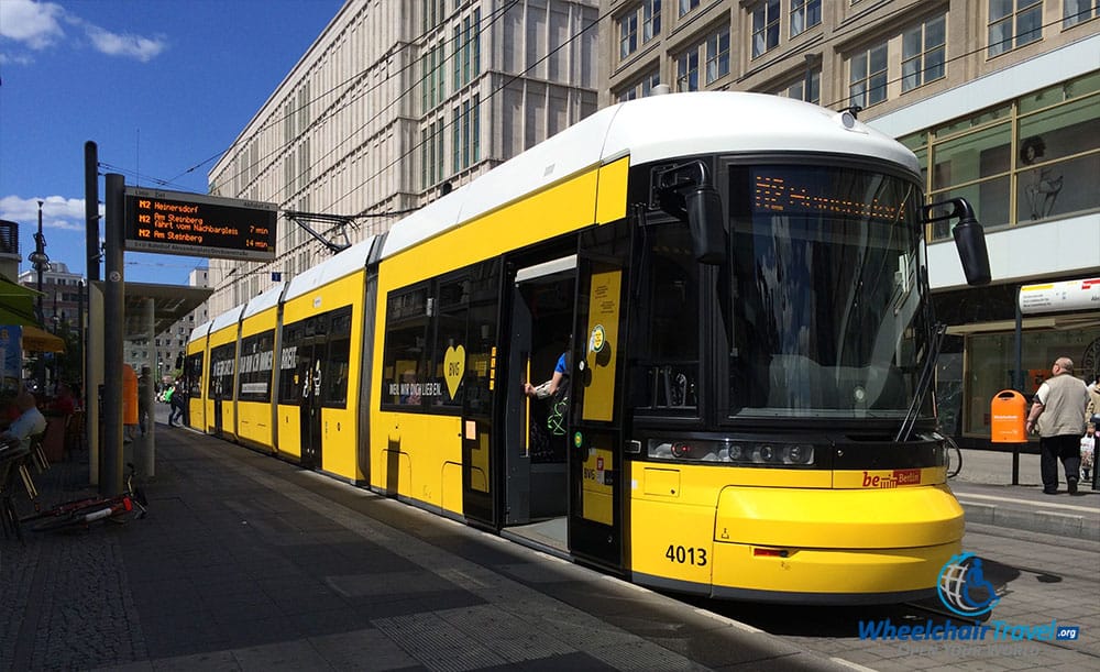 PHOTO DESCRIPTION: Berlin Tram parked outside of Alexanderplatz Station.